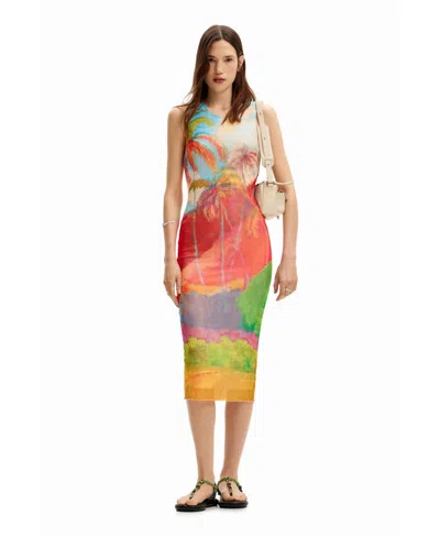 Desigual Women's Multicolour Tropical Midi Dress