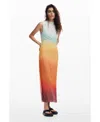 Desigual Ombre-pattern High-neck Maxi Dress In Orange