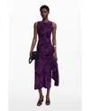 Desigual Floral Stretch Velvet Midi Dress In Purple