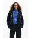 Desigual Padded Coat With Hood In Black