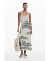 Desigual Palm Jacquard Sweater Dress In Light Beige