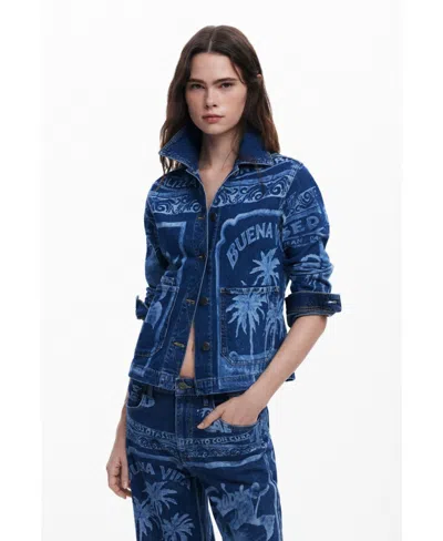 DESIGUAL WOMEN'S PALM TREE DENIM JACKET