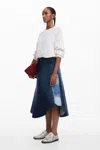 Desigual Patchwork Denim Skirt In Blue