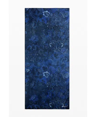 Desigual Women's Pleated Rectangular Paisley Scarf In Blue