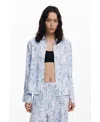 Desigual Women's Pleated Stretch Shirt In Blue
