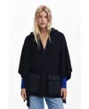 Desigual Women's Poncho With Hood And Pockets In Black