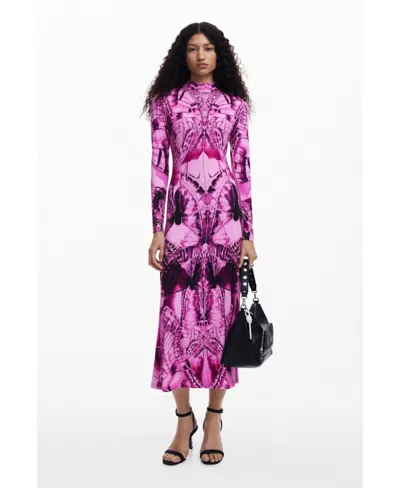 Desigual Women's Printed Midi Dress In Pink