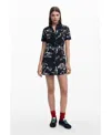 Desigual Lettering Belted Mini Shirtdress In Black
