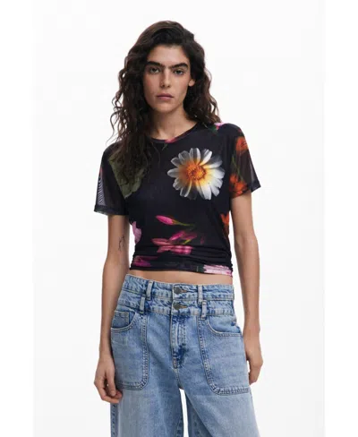 DESIGUAL WOMEN'S PRINTED TULLE T-SHIRT