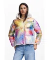 Desigual Quilted Floral Coat In Multi