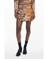 Desigual Textured Floral Pull-on Miniskirt In Brown