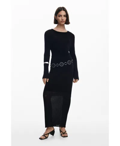 Desigual Women's Sheer Fur Dress In Black