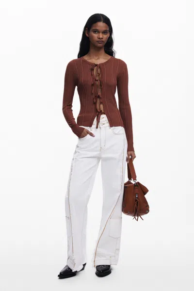 Desigual Women's Shiny Bow Cardigan In Brown