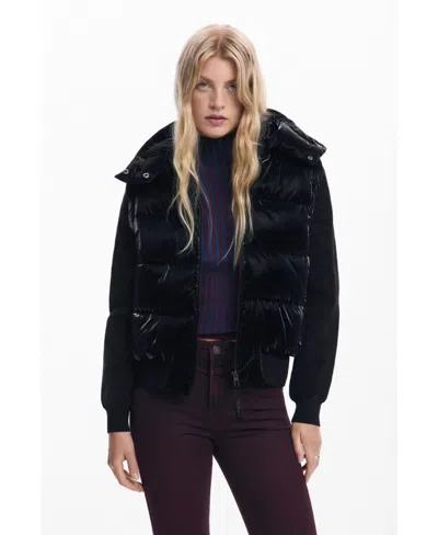 DESIGUAL WOMEN'S SHINY CONVERTIBLE PADDED JACKET