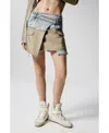 Desigual Women's Short Bimaterial Skirt In Blue
