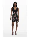 Desigual Sleeveless Floral Minidress In Black