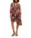 Desigual Azalea Floral Print Long Sleeve Minidress In Multi