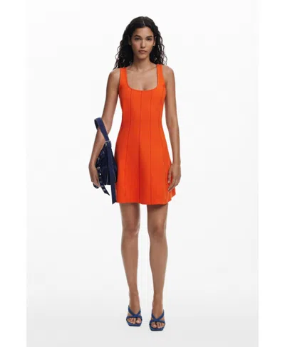 Desigual Women's Short Dress With Panels In Orange