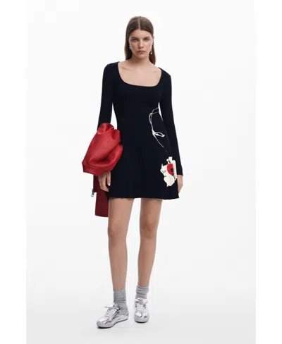 Desigual Women's Short Floral Dress In Black