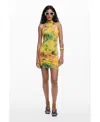 Desigual Printed Sleeveless Body-con Minidress In Green