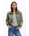 Desigual Padded Crop Jacket In Green