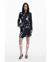 Desigual Newspaper Print Long Sleeve Dress In Black