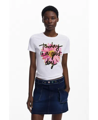 DESIGUAL WOMEN'S SHORT-SLEEVE FLORAL T-SHIRT