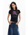 Desigual Painted Short-sleeve T-shirt In Dark Gray