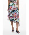 Desigual Print Asymmetric Maxi Skirt In White