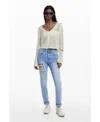 Desigual Slim Jeans With Patches In Blue