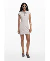 Desigual Cap Sleeve Ruched Mini Shirtdress In White