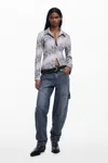 Desigual Textured Snakeskin Print Button-up Shirt In Blue