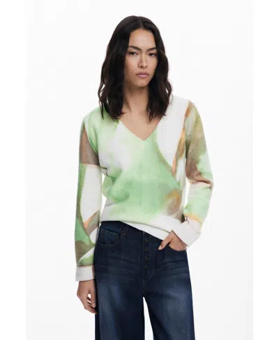 DESIGUAL WOMEN'S SOFT V-NECK SWEATER
