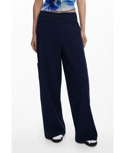 Desigual Women's Straight Plain Tailor Trousers In Black