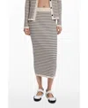 Desigual Stripe Rib Midi Sweater Skirt In Animal Print