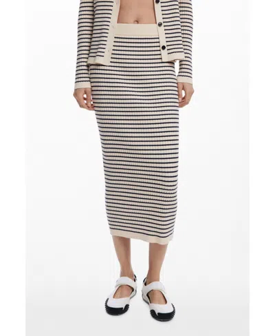 DESIGUAL WOMEN'S STRIPED KNIT MIDI SKIRT