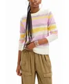 Desigual Women's Striped Knit Pullover In Neutral