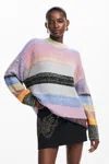 Desigual Striped Knit Sweater In Multi