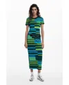 Desigual Striped Long Dress In Multi
