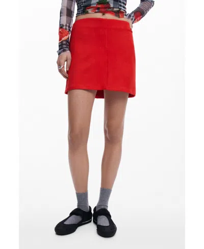 Desigual Women's Suede Mini Skirt In Red