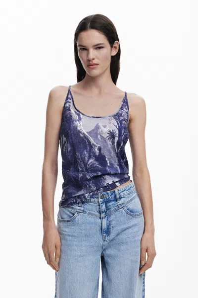 Desigual Women's T-shirt Designed By Mr. Christian Lacroix In Blue