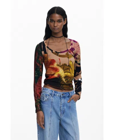 Desigual Women's T-shirt Designed By Mr. Christian Lacroix In Brown