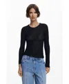 Desigual Stretch Lace T-shirt Long Sleeve T-shirt In Black
