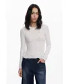 Desigual Stretch Lace T-shirt Long Sleeve T-shirt In White