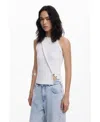 Desigual Straps Rib Tank In White