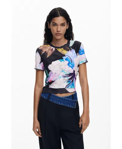 DESIGUAL WOMEN'S TEXTURED FLORAL T-SHIRT