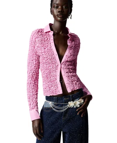 Desigual Textured Shirt In Pink
