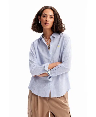Desigual Women's Textured Stripy Shirt In Blue