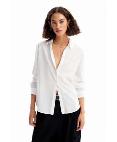 Desigual Women's Textured Stripy Shirt In White
