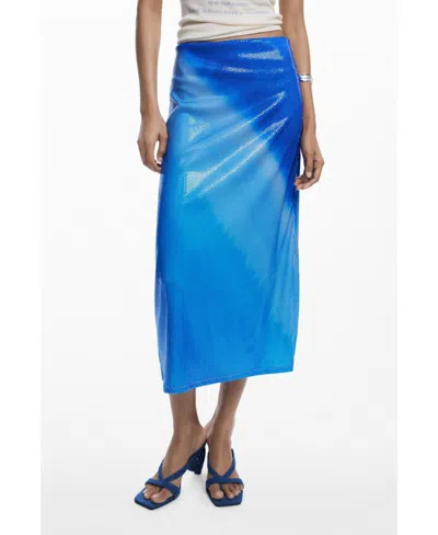 Desigual Women's Tie-dye Midiskirt In Blue